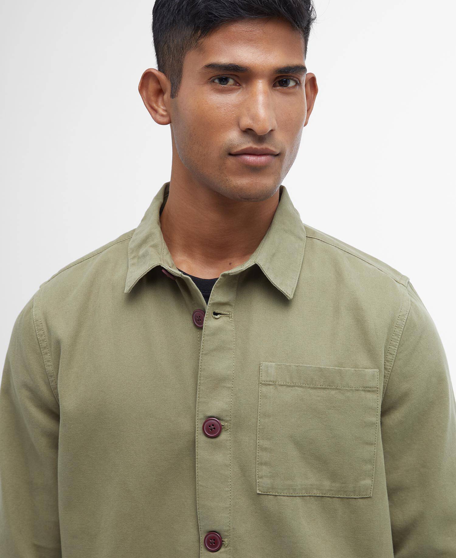 Washed Cotton Overshirt Bleached Olive image number 3