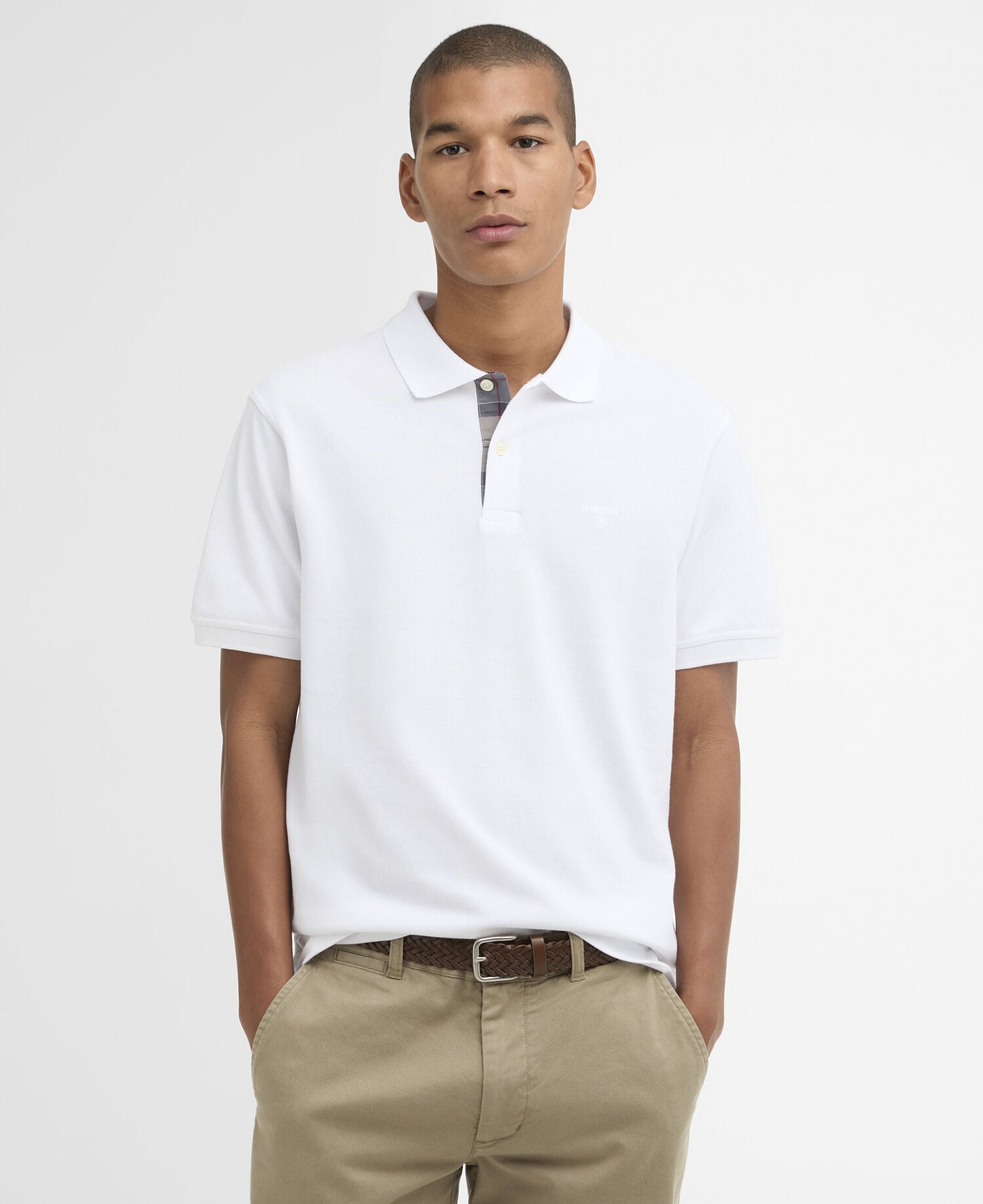 Polo in cotone Pima con vestibilit&agrave; leggermente aderente White