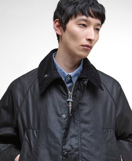 Oversized Bedale Waxed Jacket Classic Black