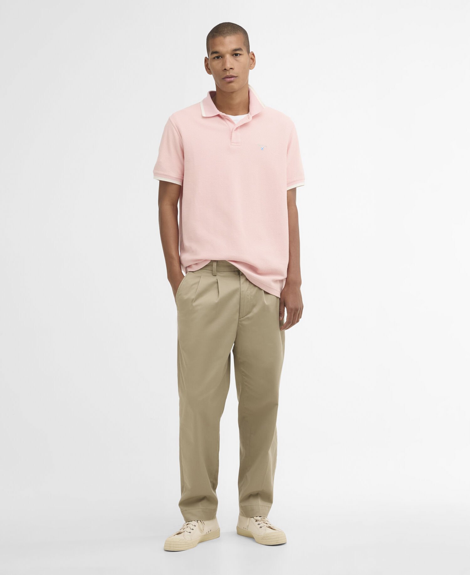 Ferriby Tailored Polo Shirt Silver Pink