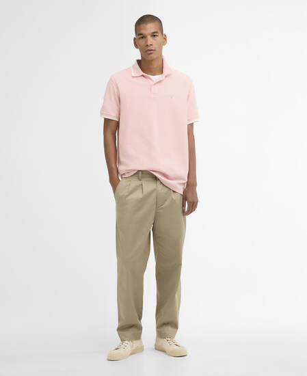 Ferriby Tailored Polo Shirt Silver Pink