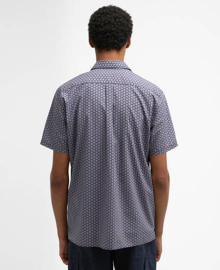Appledore Printed Regular Short-Sleeved Shirt Navy