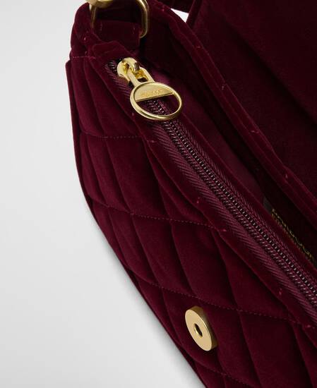 Mini borsa a tracolla trapuntata Soho Velvet Burgundy