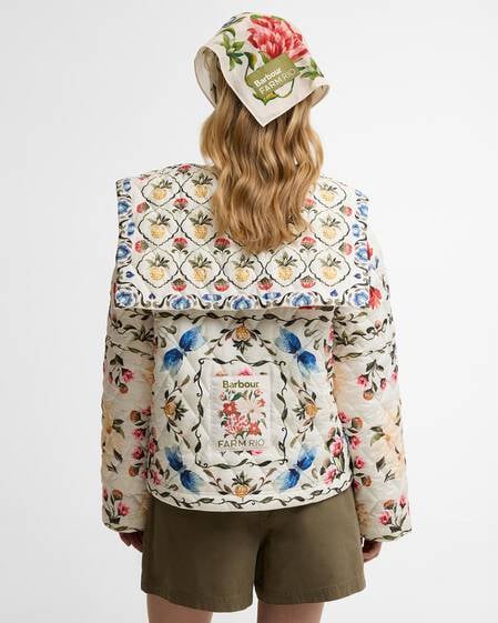 Barbour FARM Rio Azelia Quilted Jacket Cream Spring Petal\Flower Cream