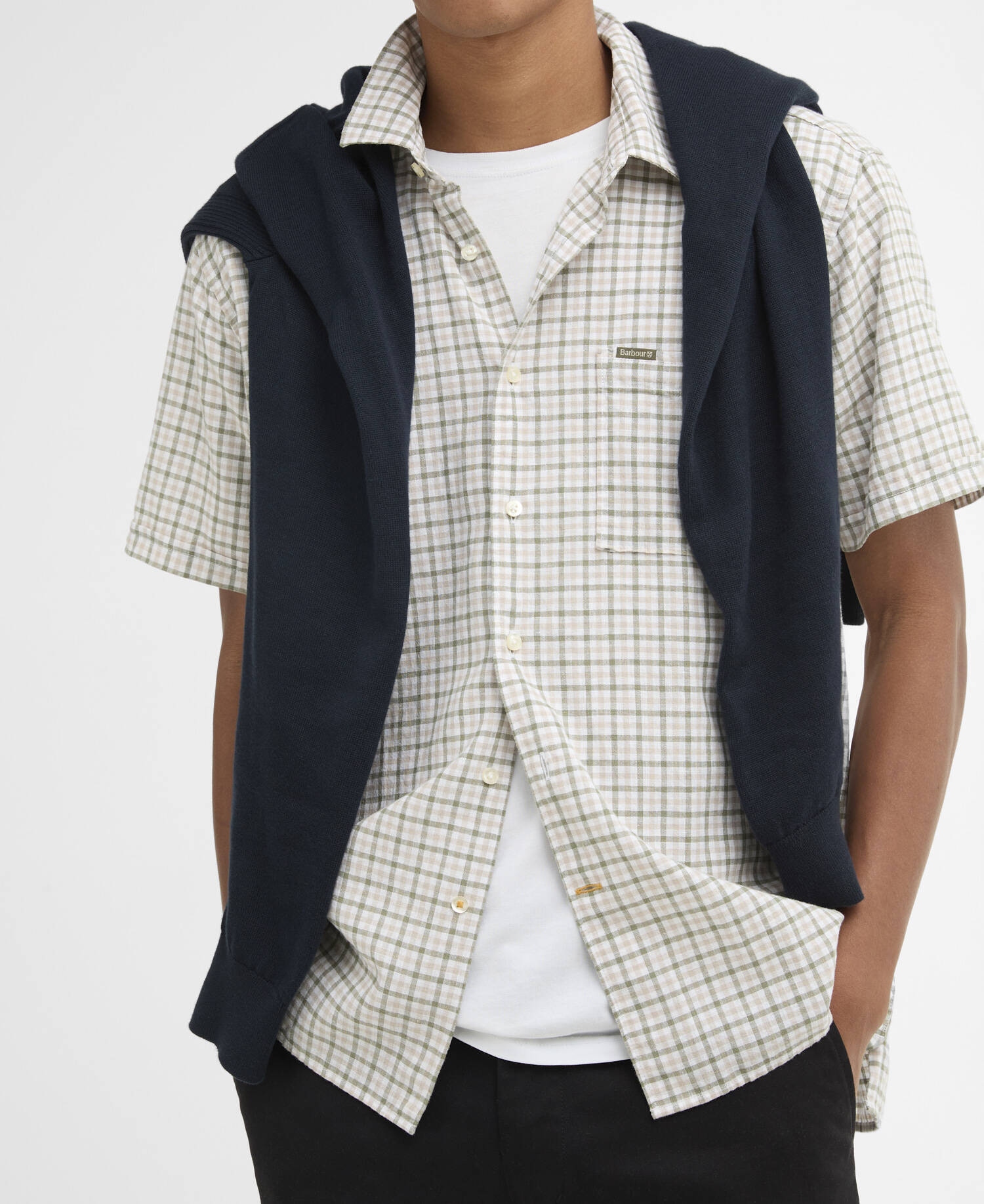 Nelson Gingham Short-Sleeved Shirt Stone image number 3