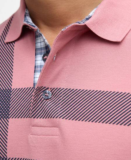 Blaine Tartan Short-Sleeved Polo Shirt Earth Pink