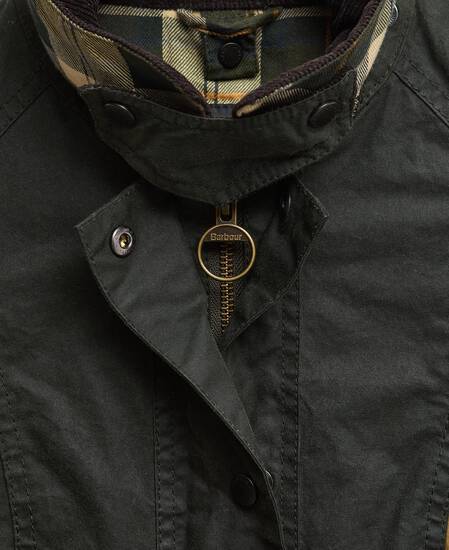 Barbour Re-Loved Beadnell Waxed Jacket - Size 10 Sage Barbour Re-Loved Beadnell Waxed Jacket - Size 10 Sage