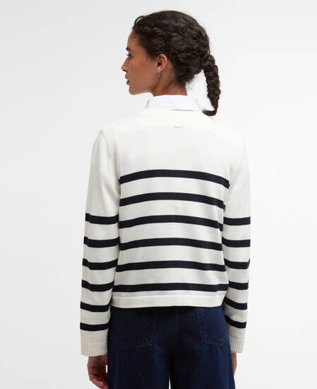 Fern Striped Crew Neck Jumper Cloud/Navy