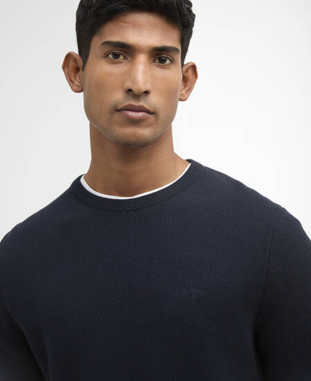 Essential Honeycomb Crew Neck Sweater Navy