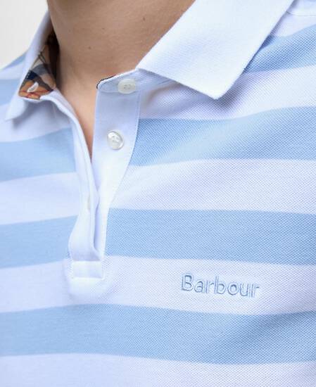 Ashbourne Striped Polo Shirt Breeze Blue/White