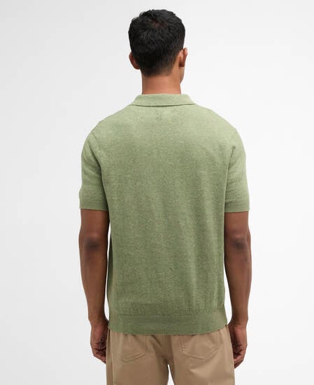 Strickpoloshirt Muston aus Leinen-Mix Laurel Green