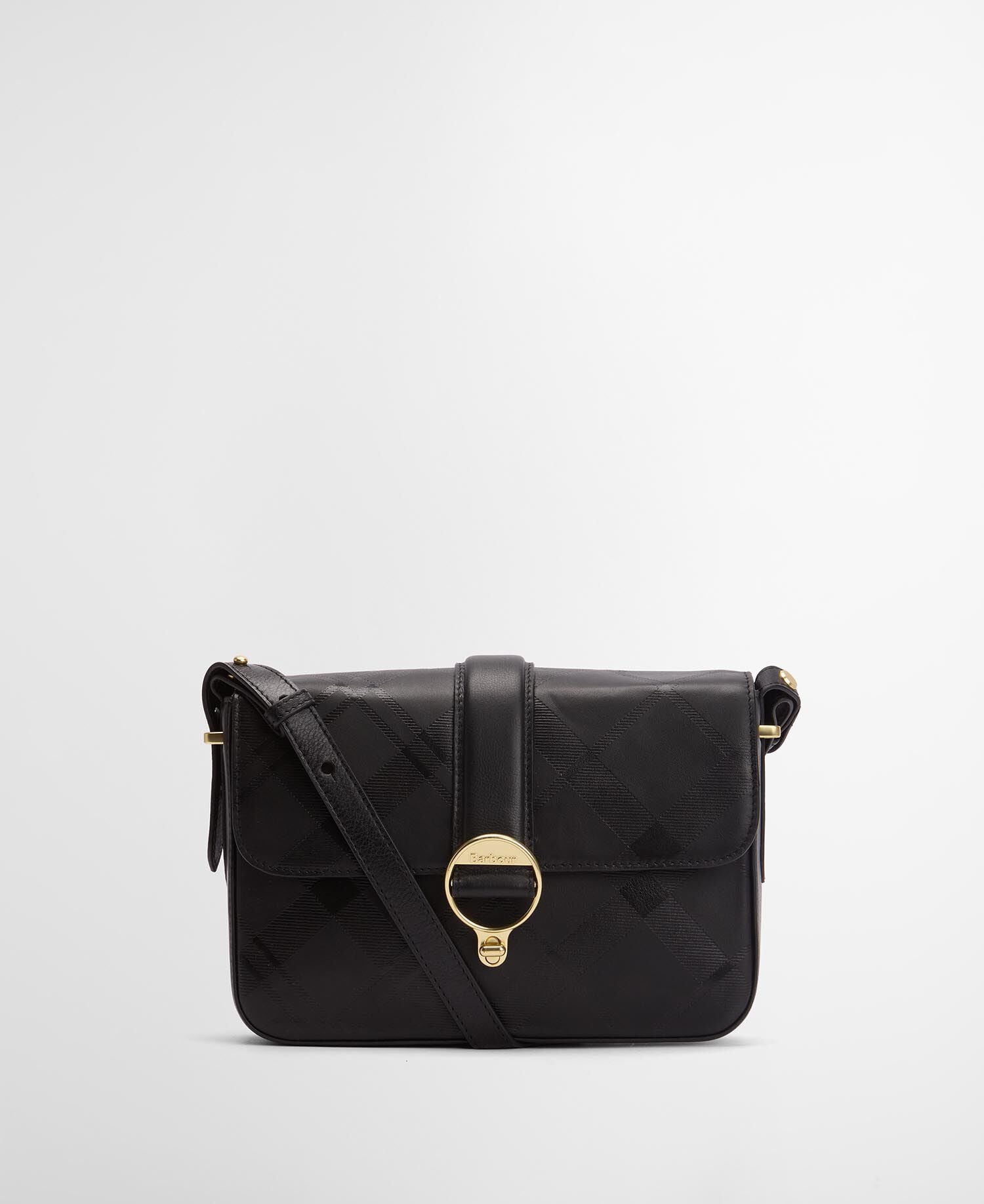 Borsa a tracolla in pelle Rosa Black/ Deboss Tartan