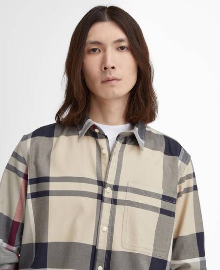 Renford Oversized Long-Sleeved Tartan Shirt Dress Tartan