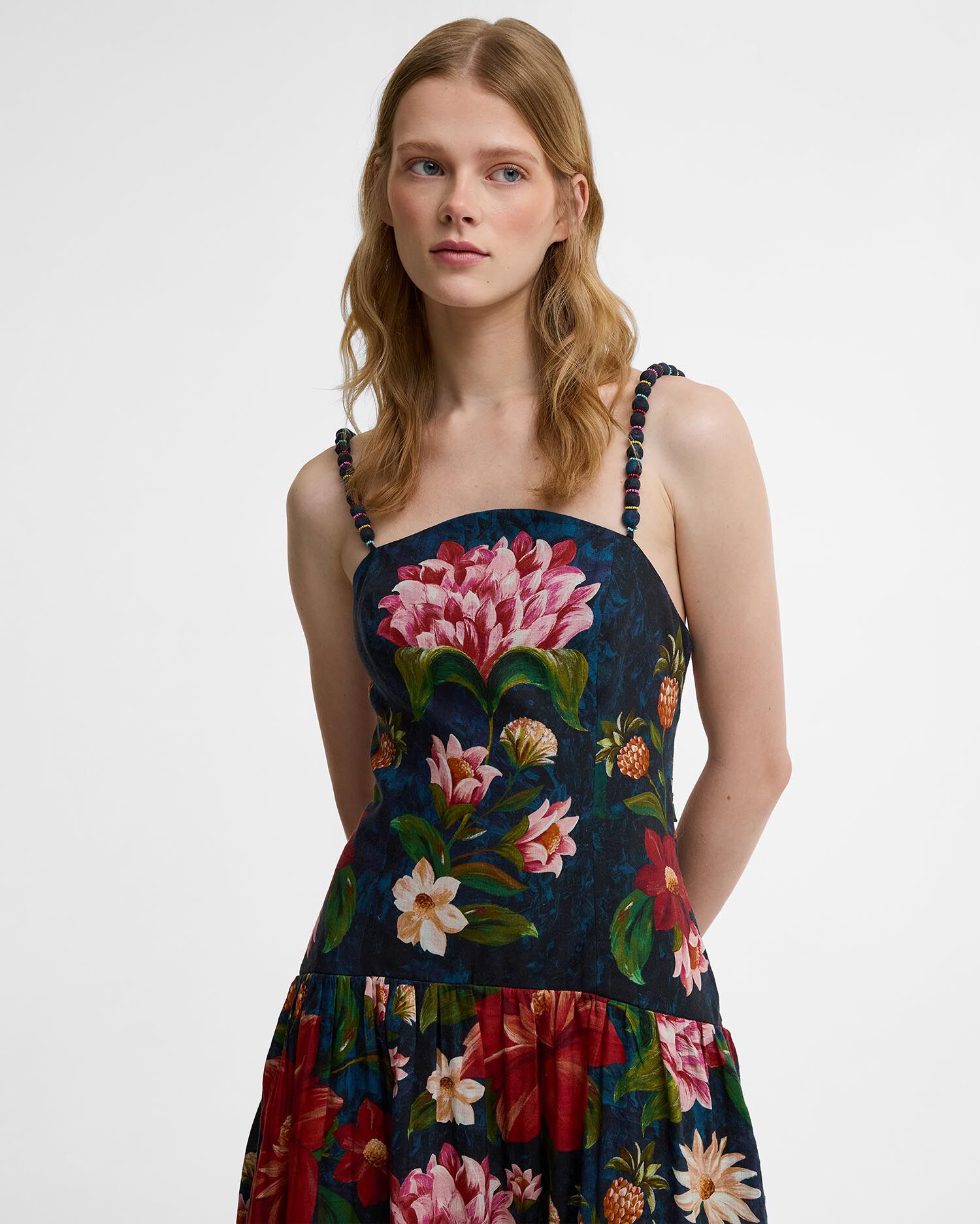Barbour FARM Rio Wild Flower Midi Dress Navy Wild Flower Print