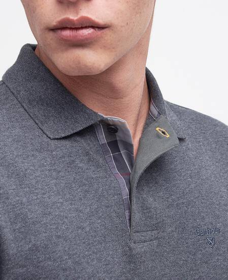 Essential Long-Sleeved Polo Shirt Slate Marl Essential Long-Sleeved Polo Shirt Slate Marl