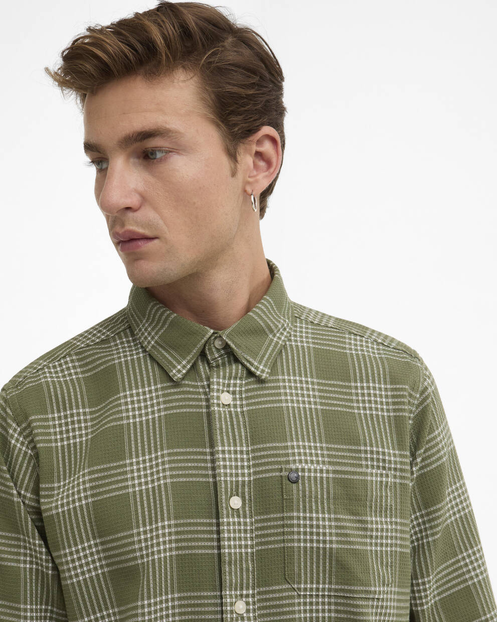 Heanes Waffle Check Long-Sleeved Shirt
