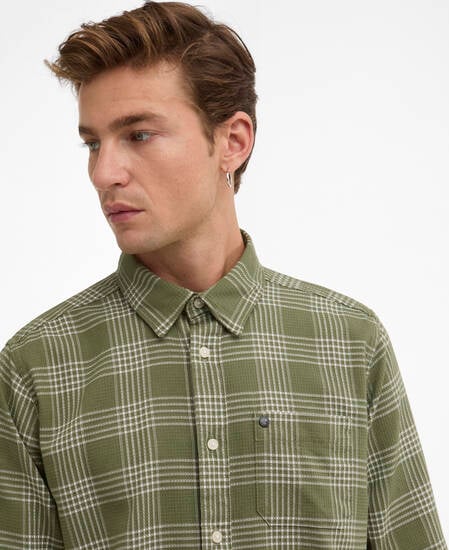Heanes Waffle Check Long-Sleeved Shirt Burnt Olive