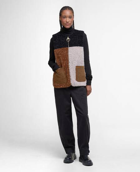Gilet in pile Cathy Natural/Camel/Black