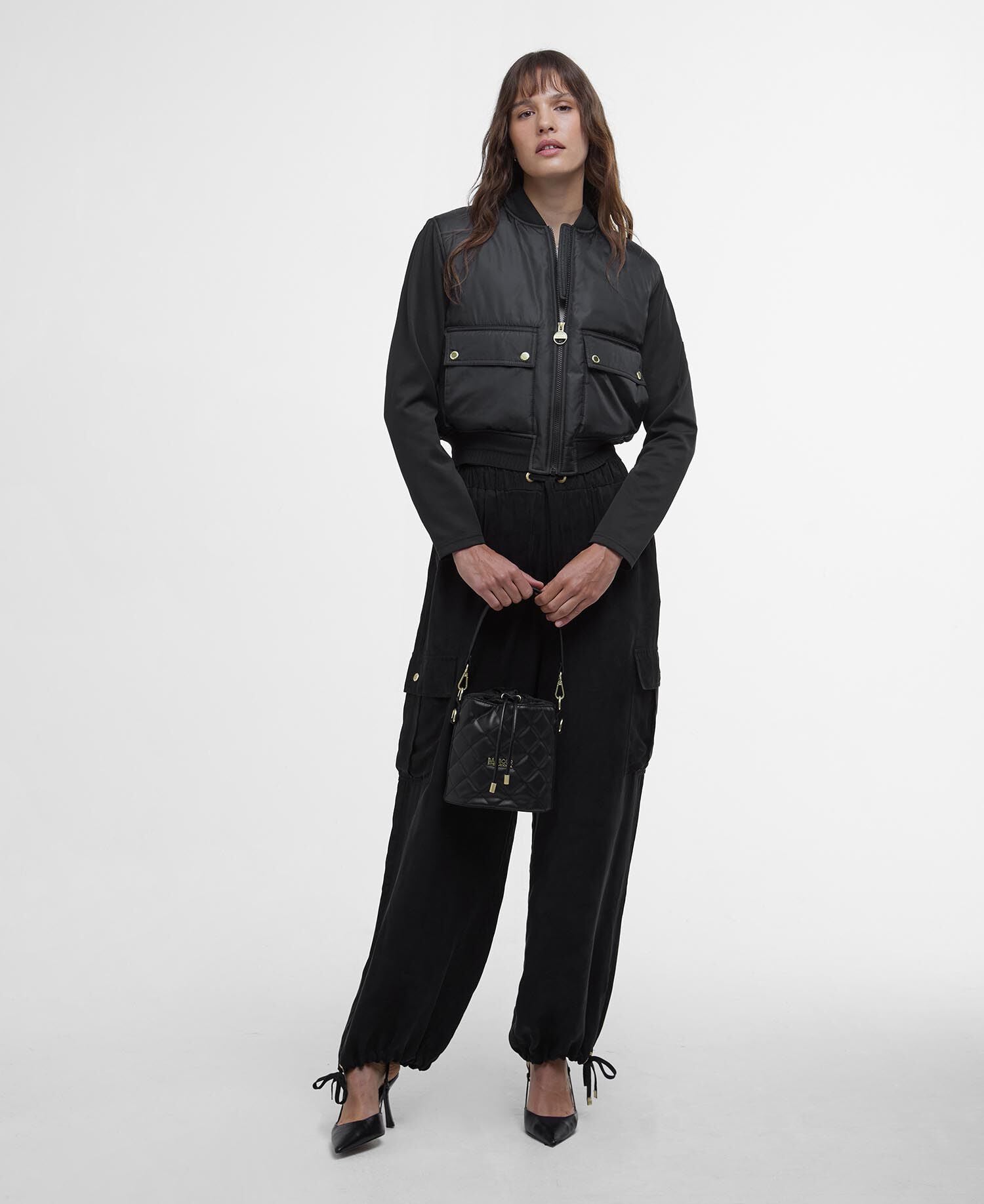 Emerson Quilted Bomber Jacket Classic Black