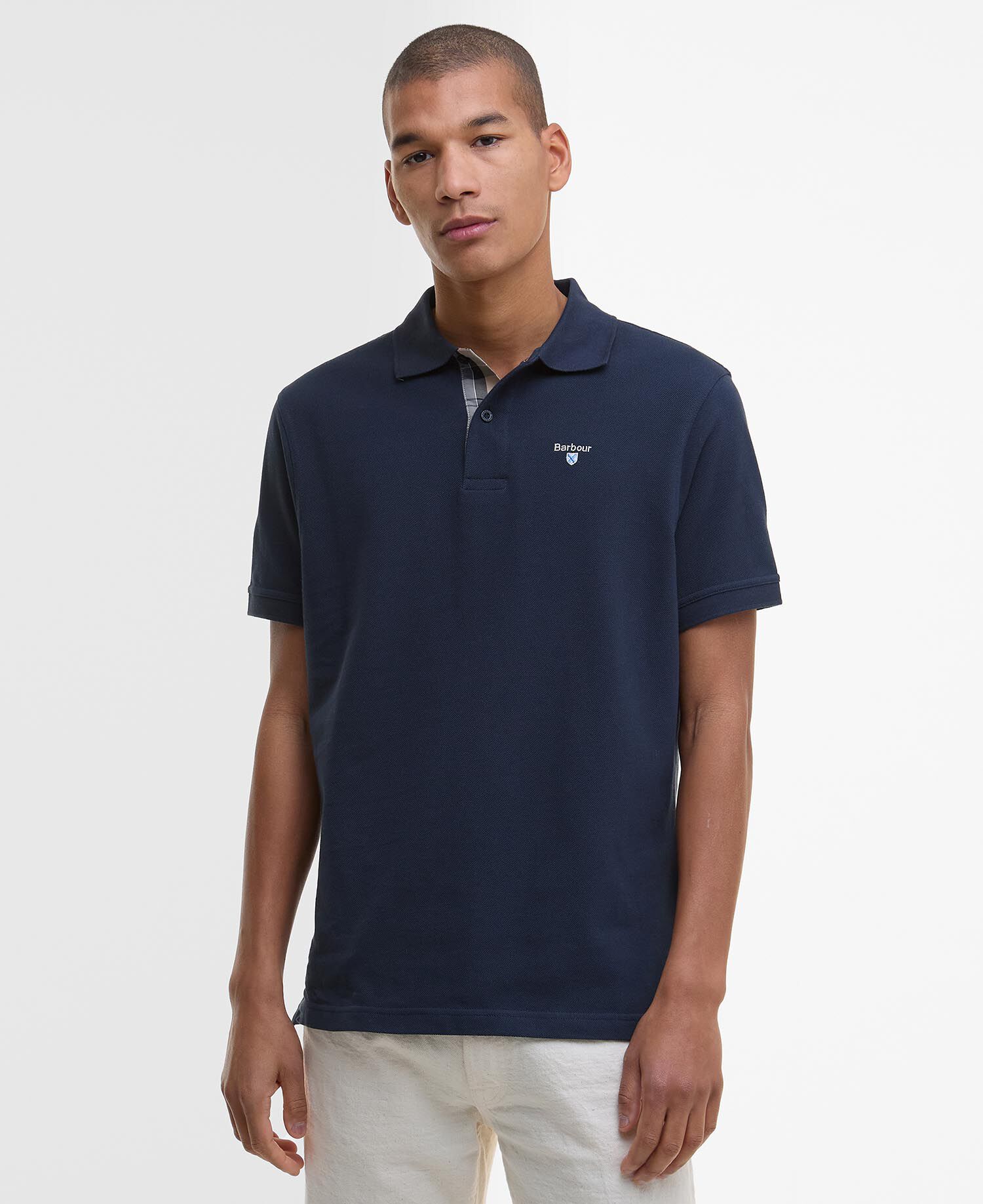 Tartan Pique Polo Shirt New Navy