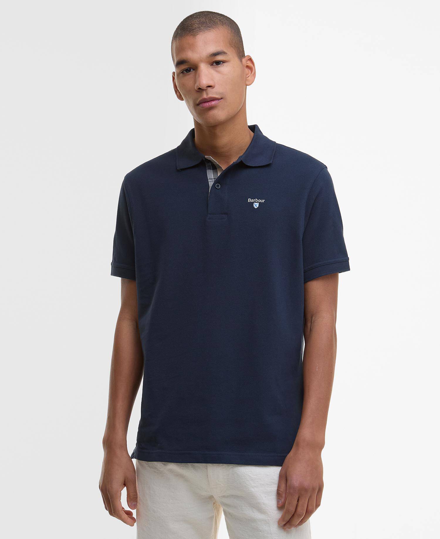 Tartan Pique Polo Shirt New Navy image number 0