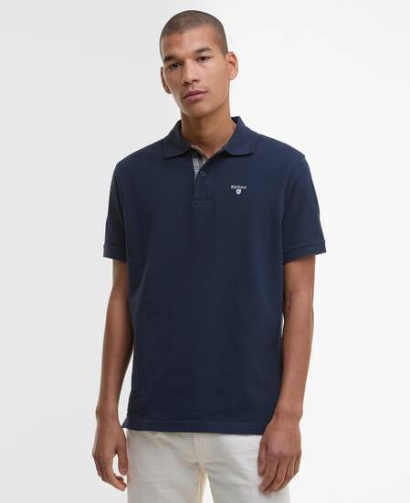 Tartan Pique Polo Shirt New Navy