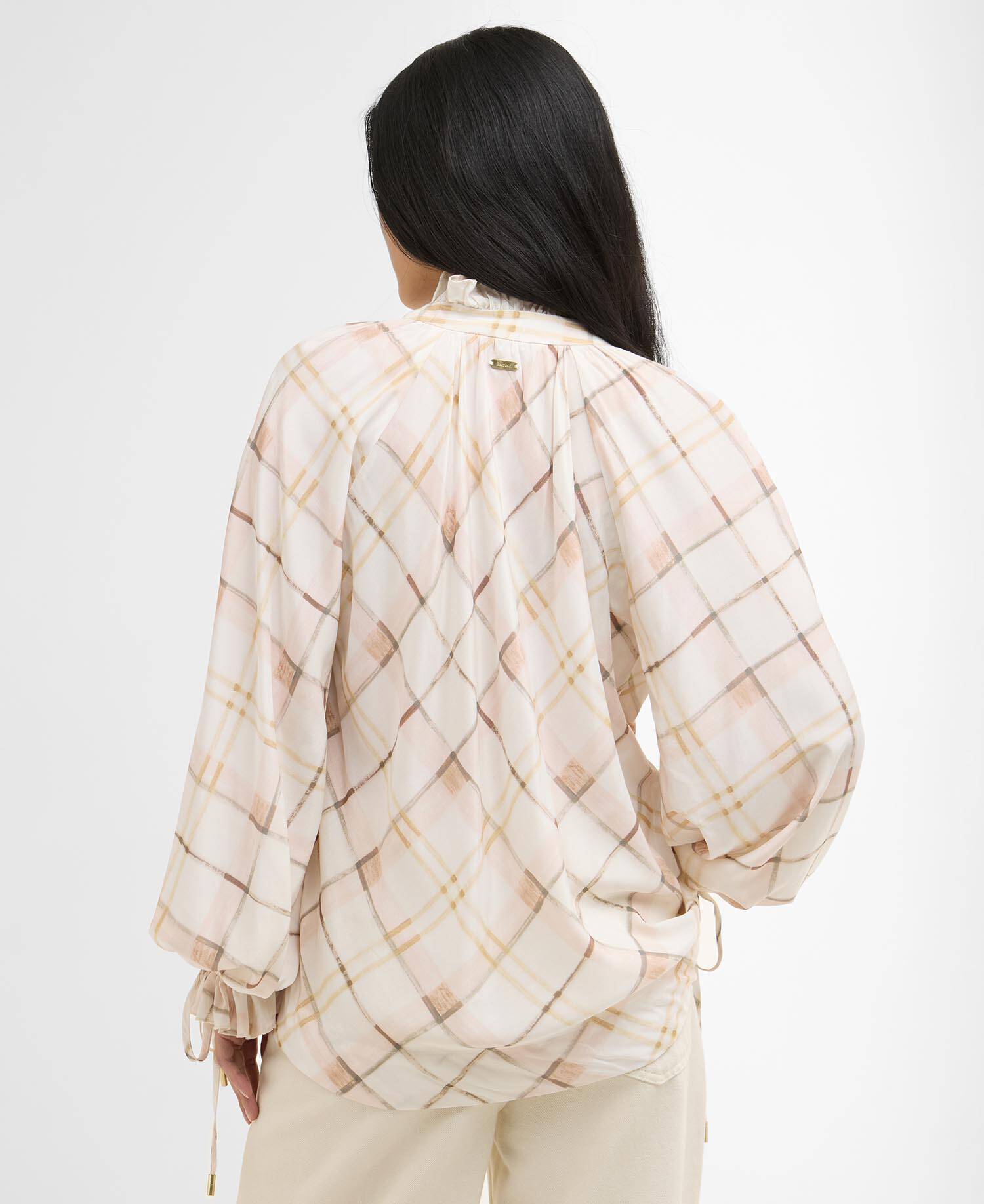 Asker Check Ruffled Blouse Silver Peony Painted Check image number 2
