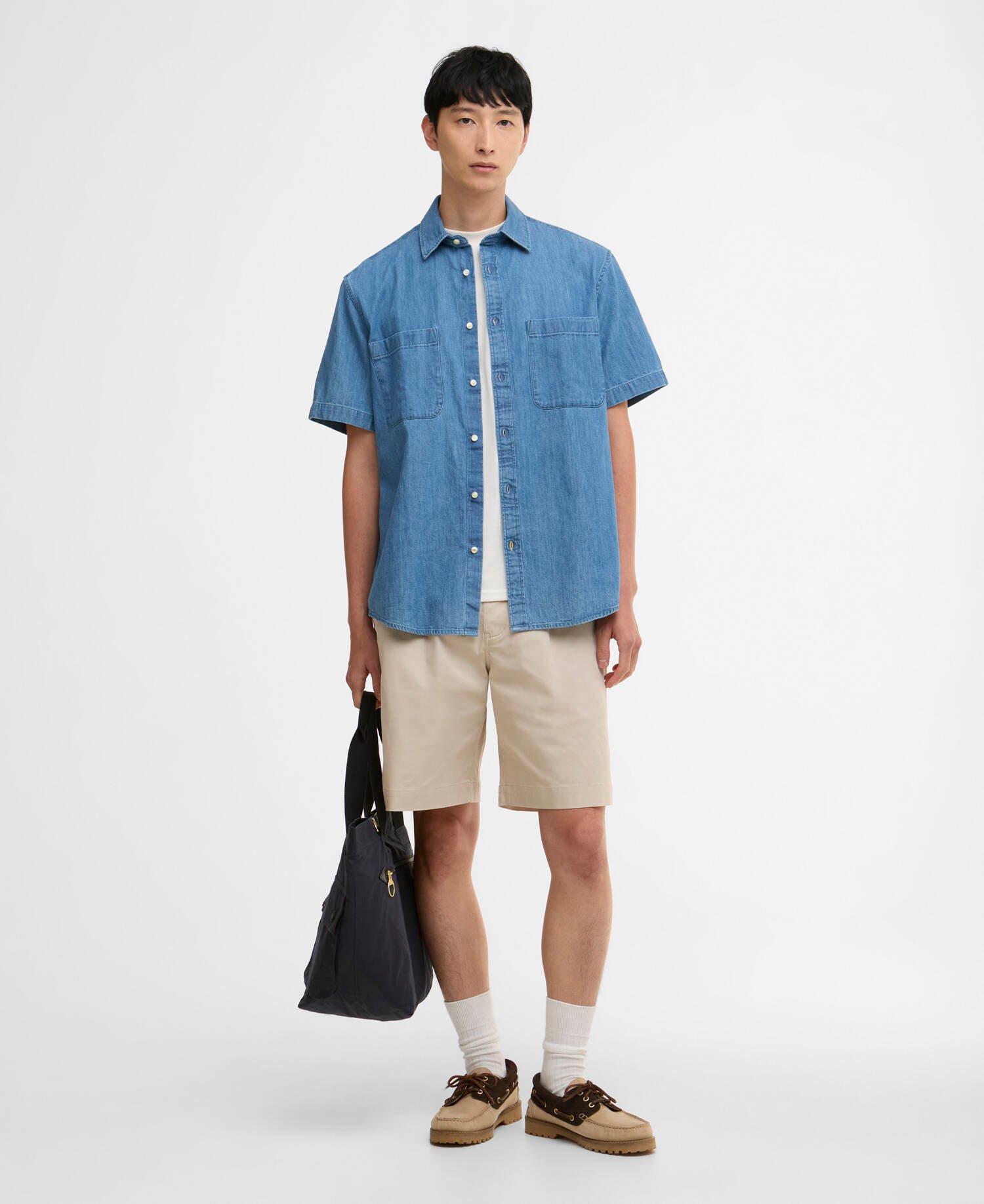 Ashbrooke Oversized Short Sleeve Chambray Shirt Chambray image number 1