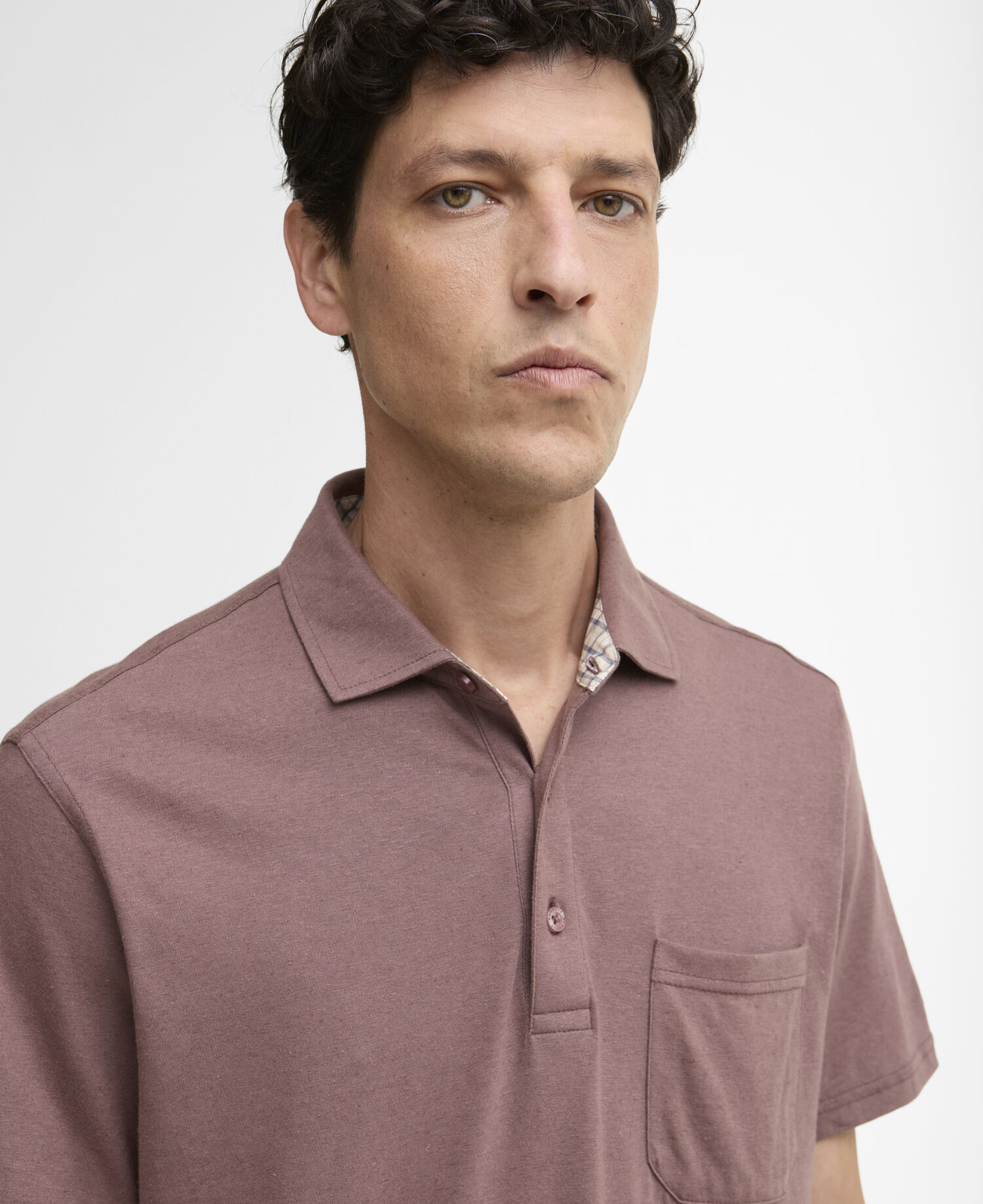 Steventon Linen Blend Tailored Polo Shirt Peppercorn