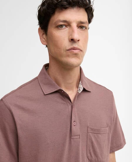 Steventon Linen Blend Tailored Polo Shirt Peppercorn