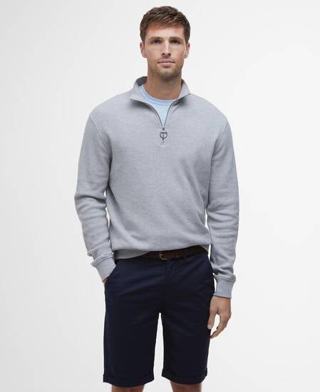Pique Interlock Quarter-Zip Sweatshirt Grey Marl