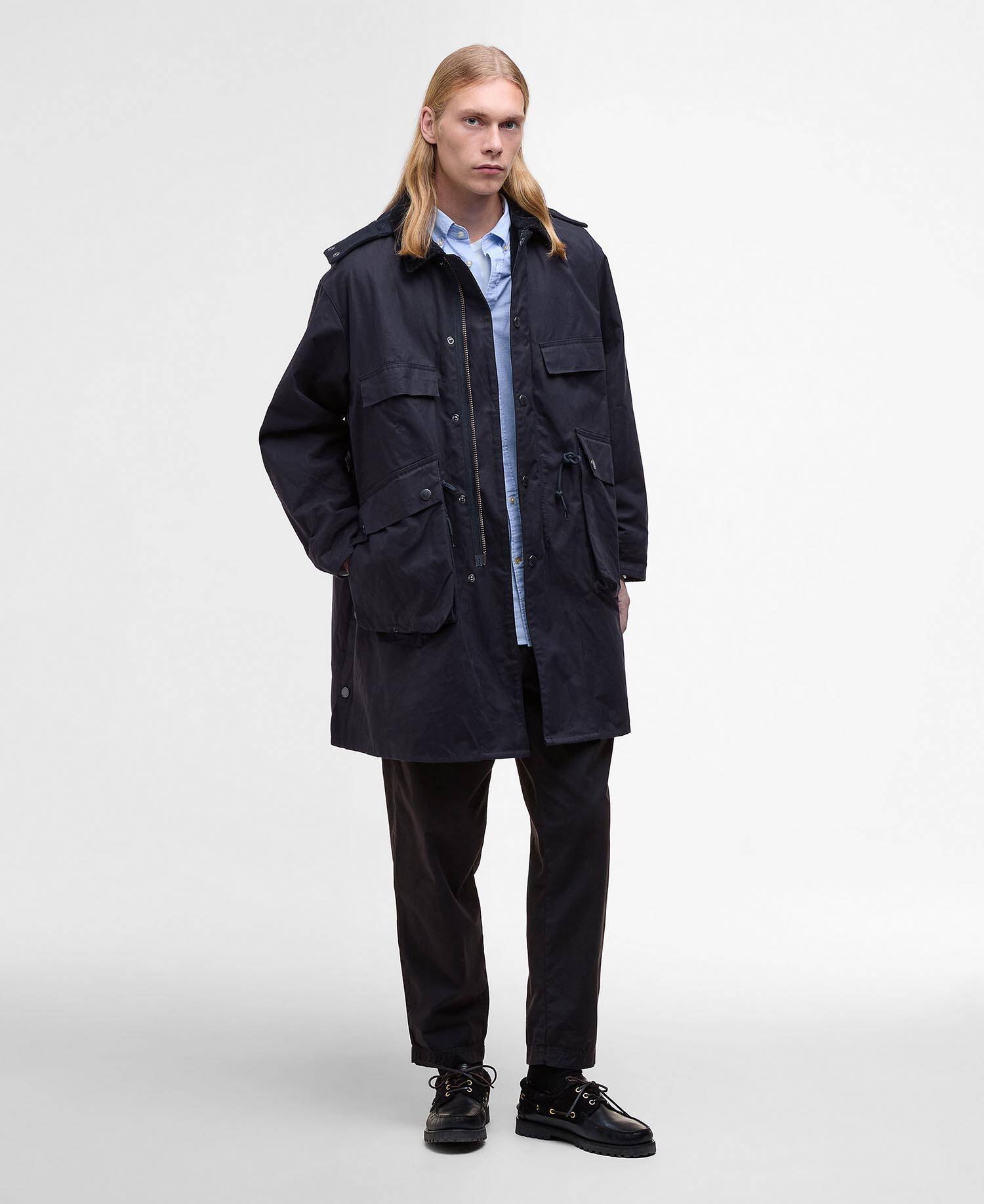 Barbour x Kaptain Sunshine Oversized Bedale Casual Field Coat Dark Indigo image number 1