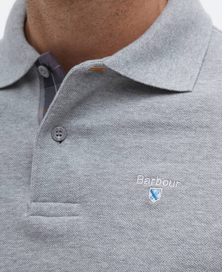 Tartan Pique Polo Shirt Grey Marl Tartan Pique Polo Shirt Grey Marl