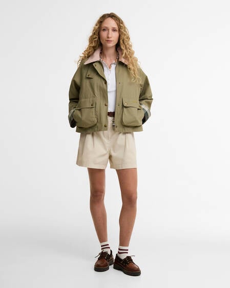 Cropped Beadnell Casual Jacket Bleached Olive/Ancient/Gardenia
