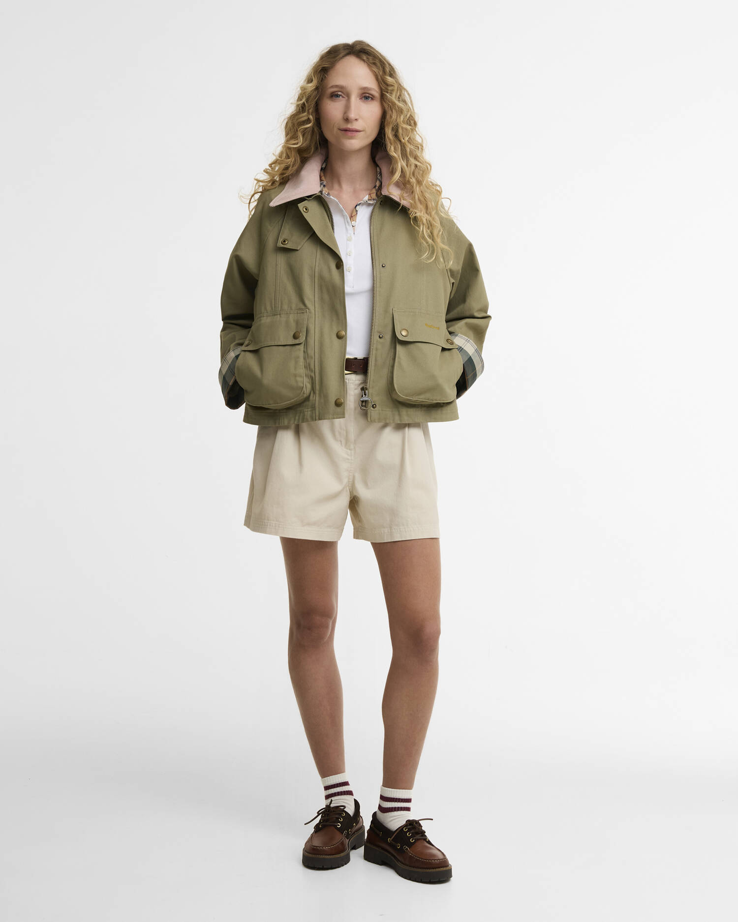 Cropped Beadnell Casual Jacket Bleached Olive/Ancient/Gardenia image number 1