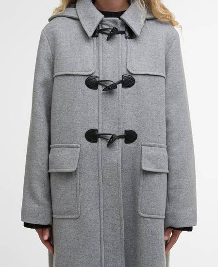 Melody Wool Duffle Coat Light Grey Marl/Onyx Tartan Melody Wool Duffle Coat Light Grey Marl/Onyx Tartan