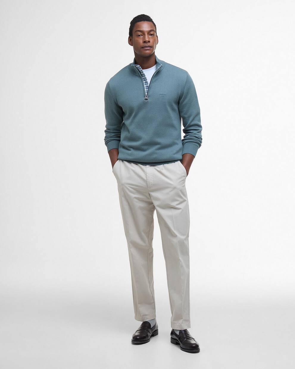 Felpa in cotone con mezza zip