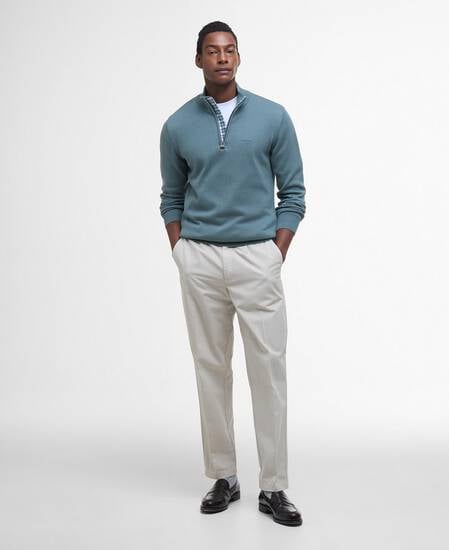 Cotton Quarter-Zip Jumper Vintage Teal