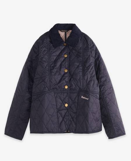 Girls Summer Liddesdale Quilted Jacket Navy-Gardenia