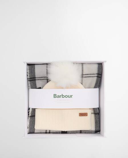 Dover Beanie & Hailes Scarf Gift Set Monochrome Tartan