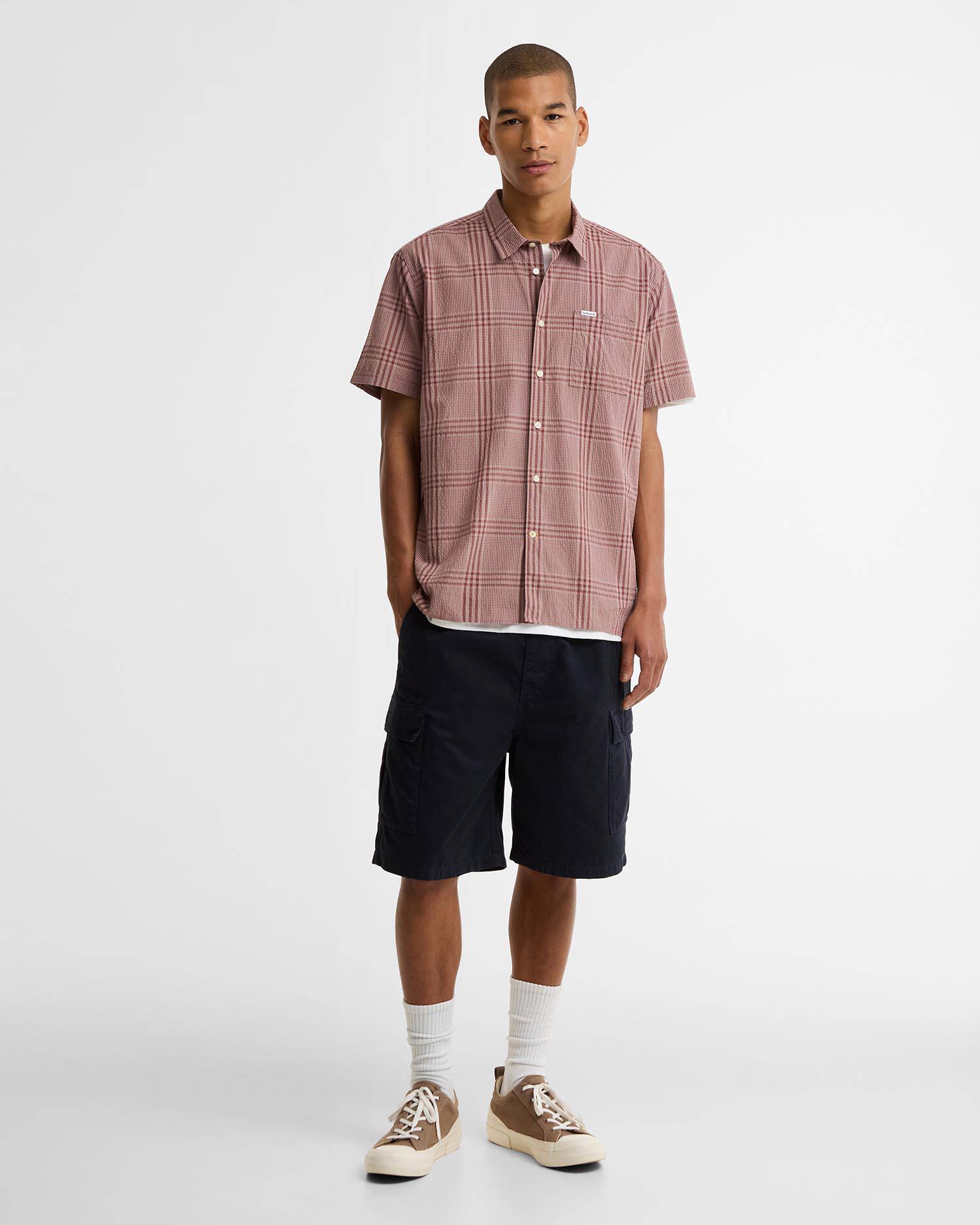 Carrock Checked Seersucker Short-Sleeved Shirt Burnt Pepper image number 1