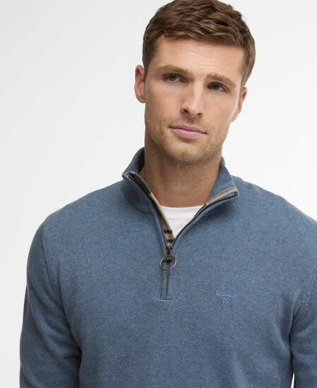 Pullover Cotton Half Zip Dusk Blue