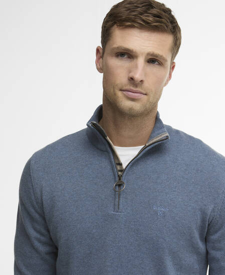 Cotton Quarter-Zip Jumper Dusk Blue