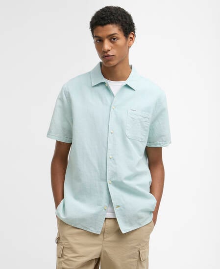 Landkey Overdyed Regular Short-Sleeved Shirt Mint Blue
