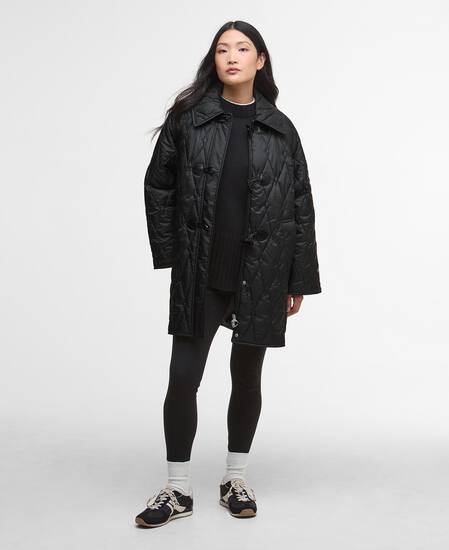 Cosette Quilted Duffle Coat Black/Onyx Tartan