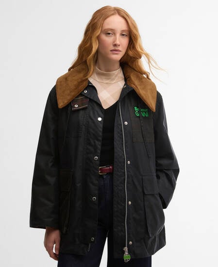Barbour x GANNI Dufflecoat Waxed Navy/Classic Tartan