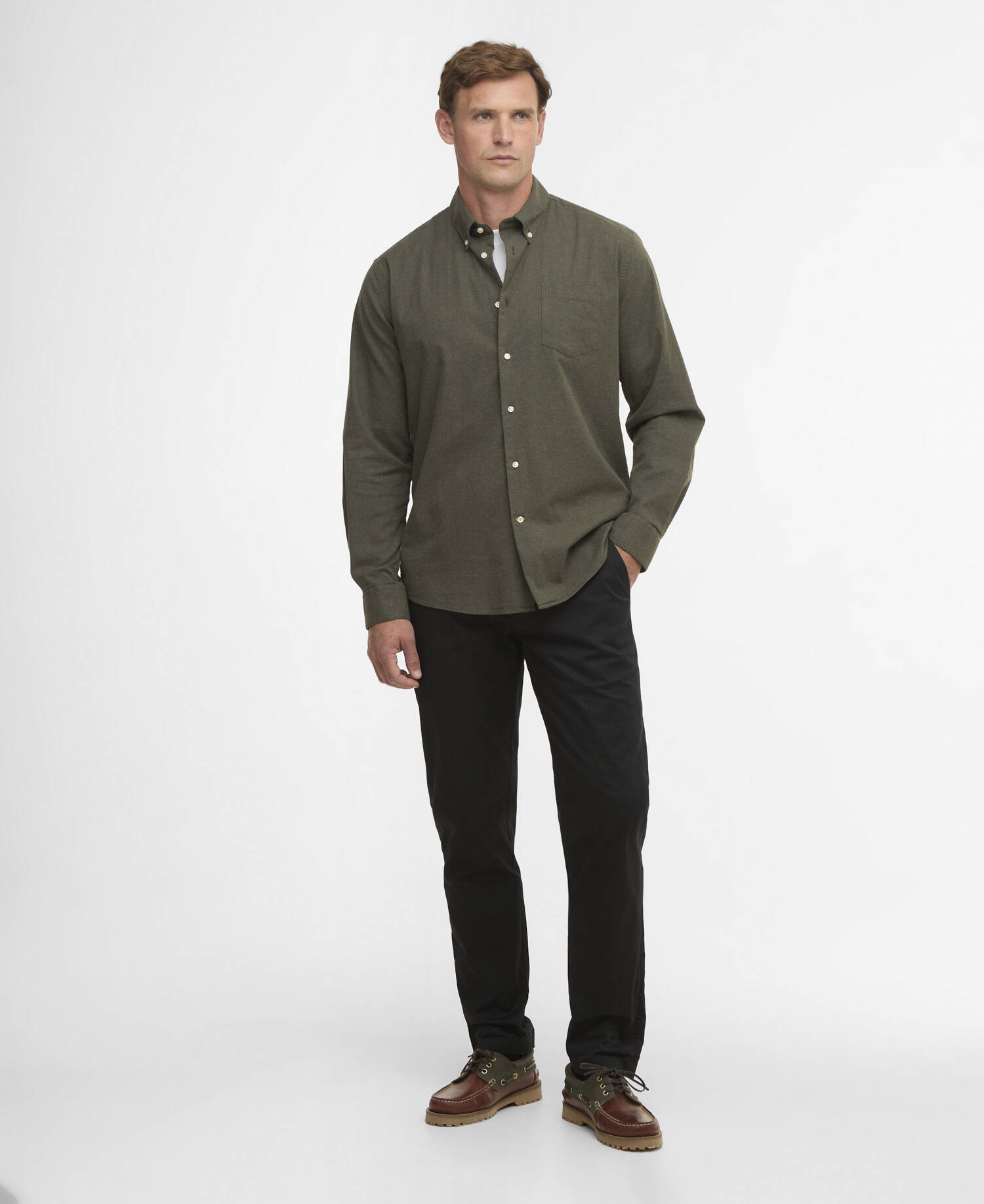 Camicia Aukside dalla vestibilit&agrave; regular Olive Marl image number 1