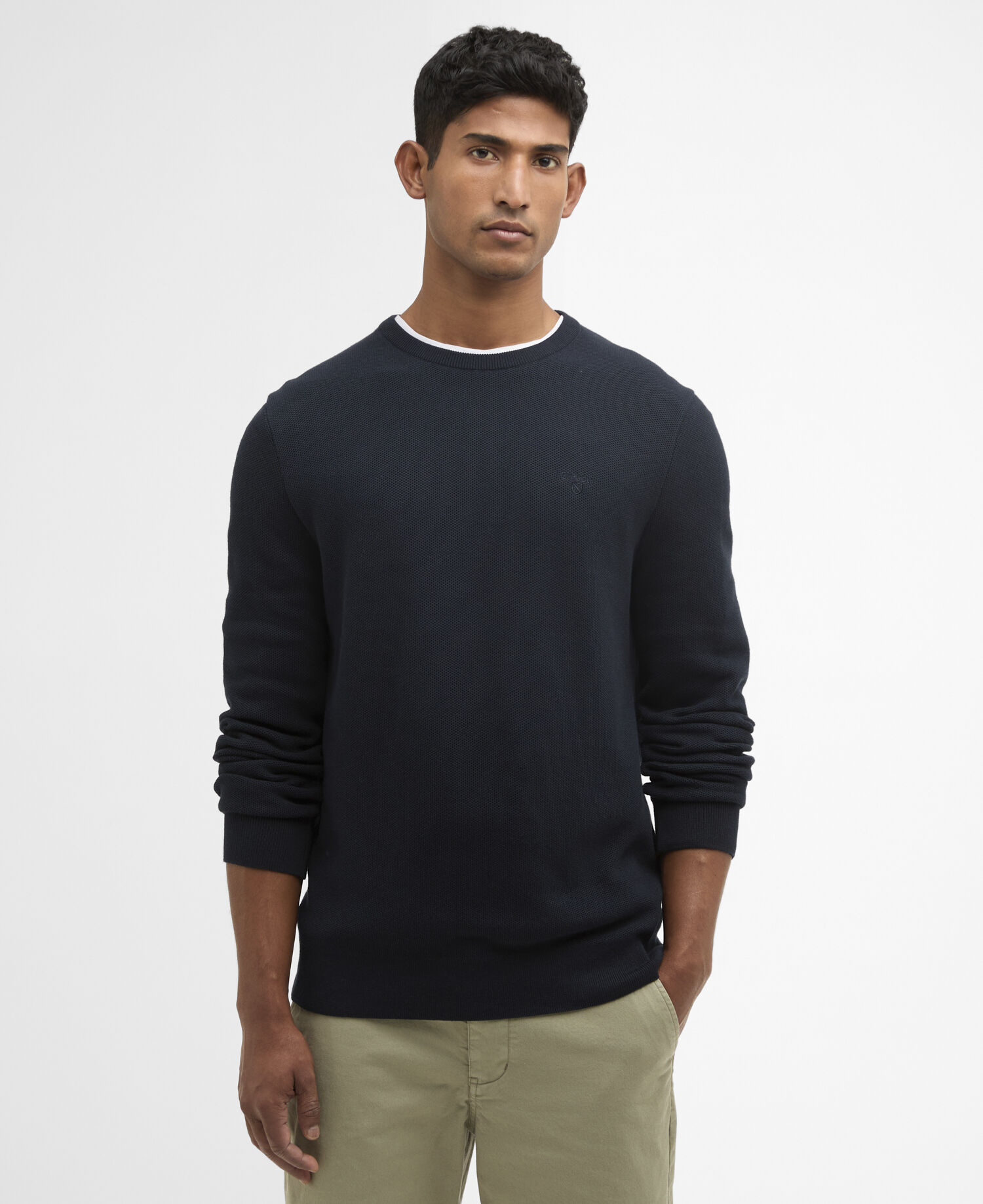 Maglione girocollo Essential a nido d&rsquo;ape Navy