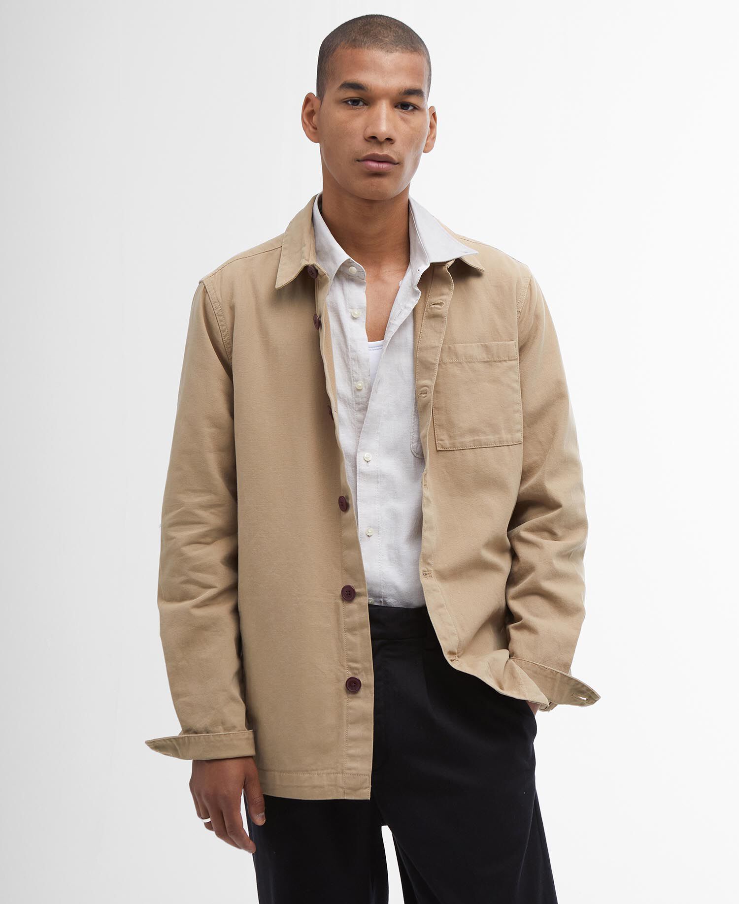 Washed Cotton Overshirt Washed Stone