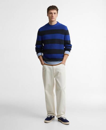 Paul Smith Loves Barbour Pullover Southwold Striped Rundhalsausschnitt Dark Navy
